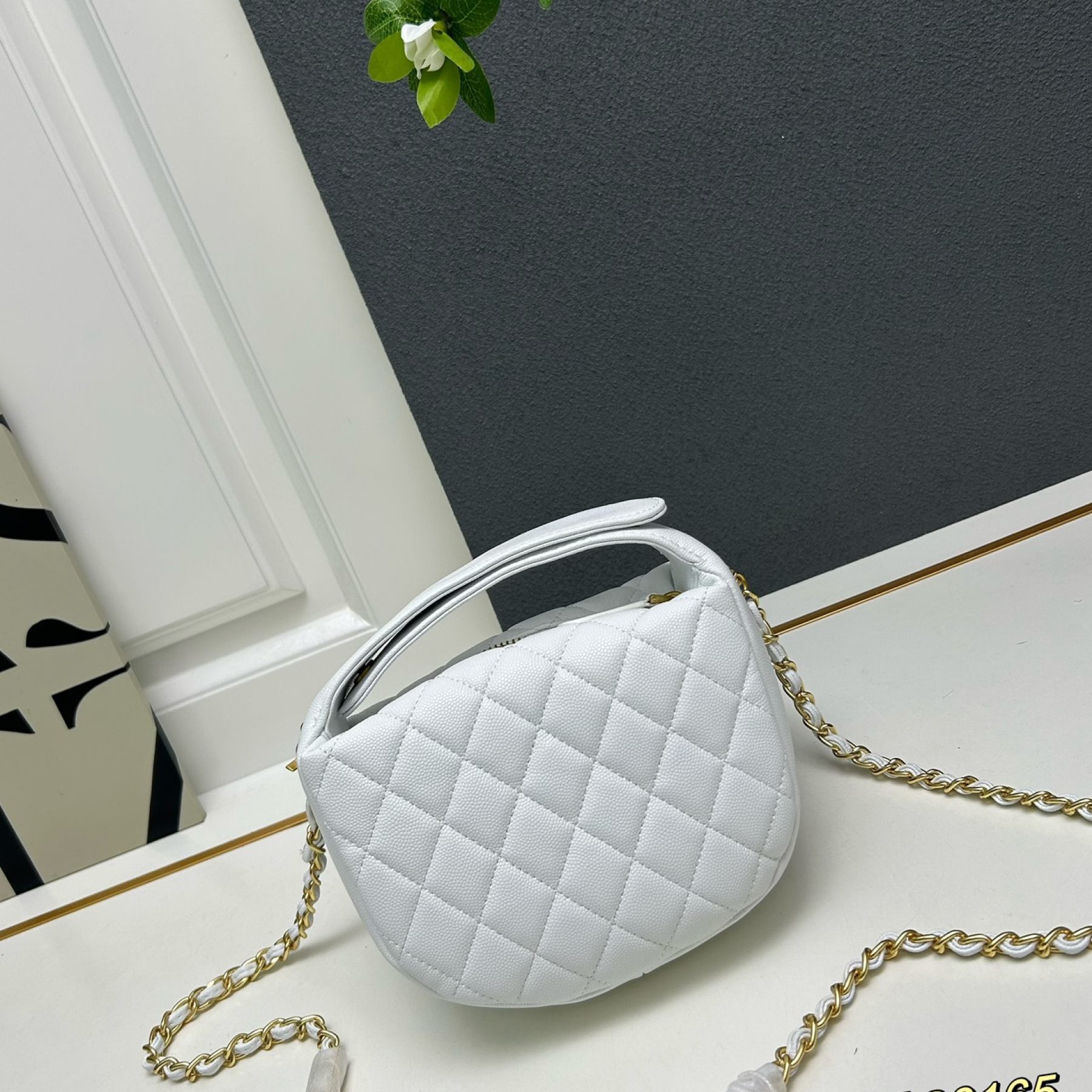 CC Inspired Shiny Caviar Quilted Bow Pouch Hobo White - Gorchic - $145.99