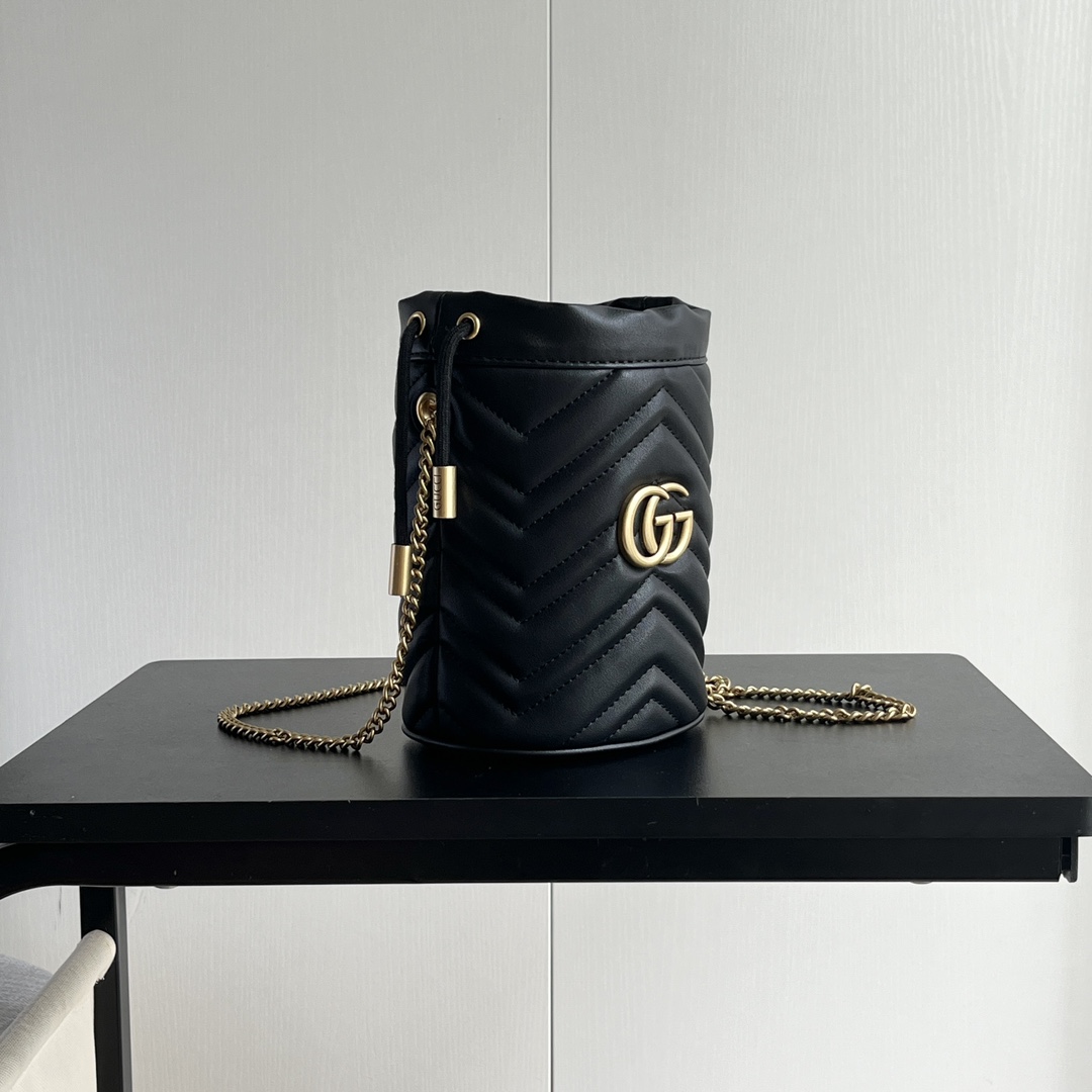 Double-G GG marmont mini bucket bag Black - Bag - Gorchic - $121.99