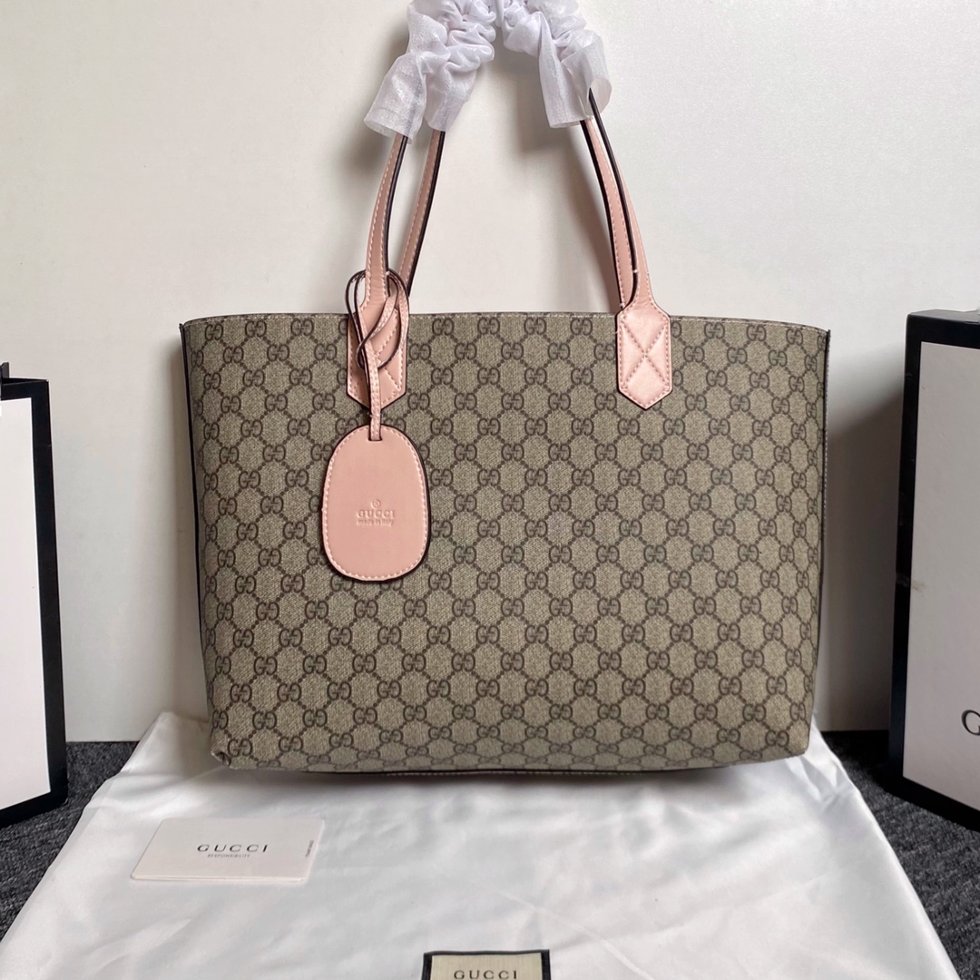Double-G GG Monogram Medium Reversible Tote Beige Dark Cipria - Bag - Gorchic - $143.99