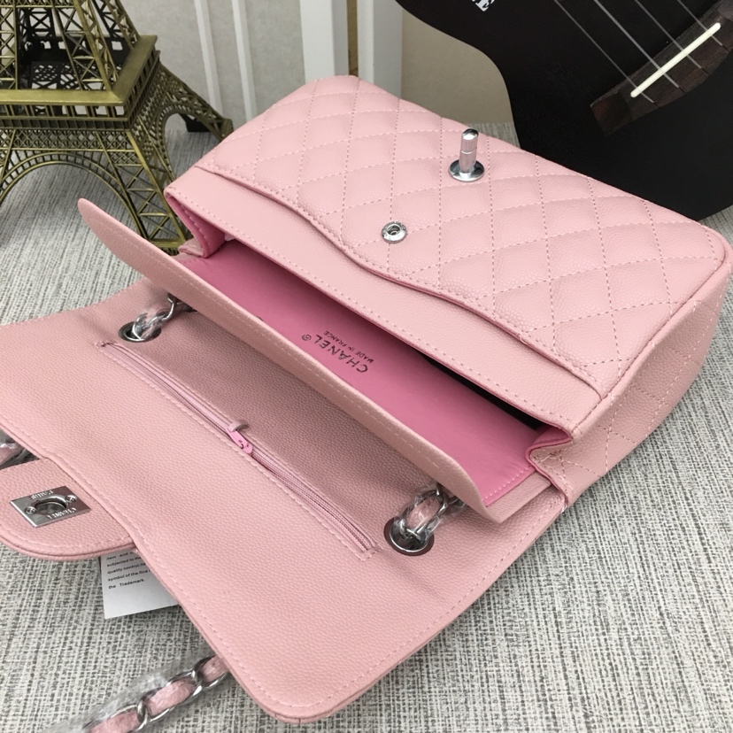 CC Inspired Classic Double Flap Bag Pink Caviar Sier Hardware - Bag - Gorchic - $122.99