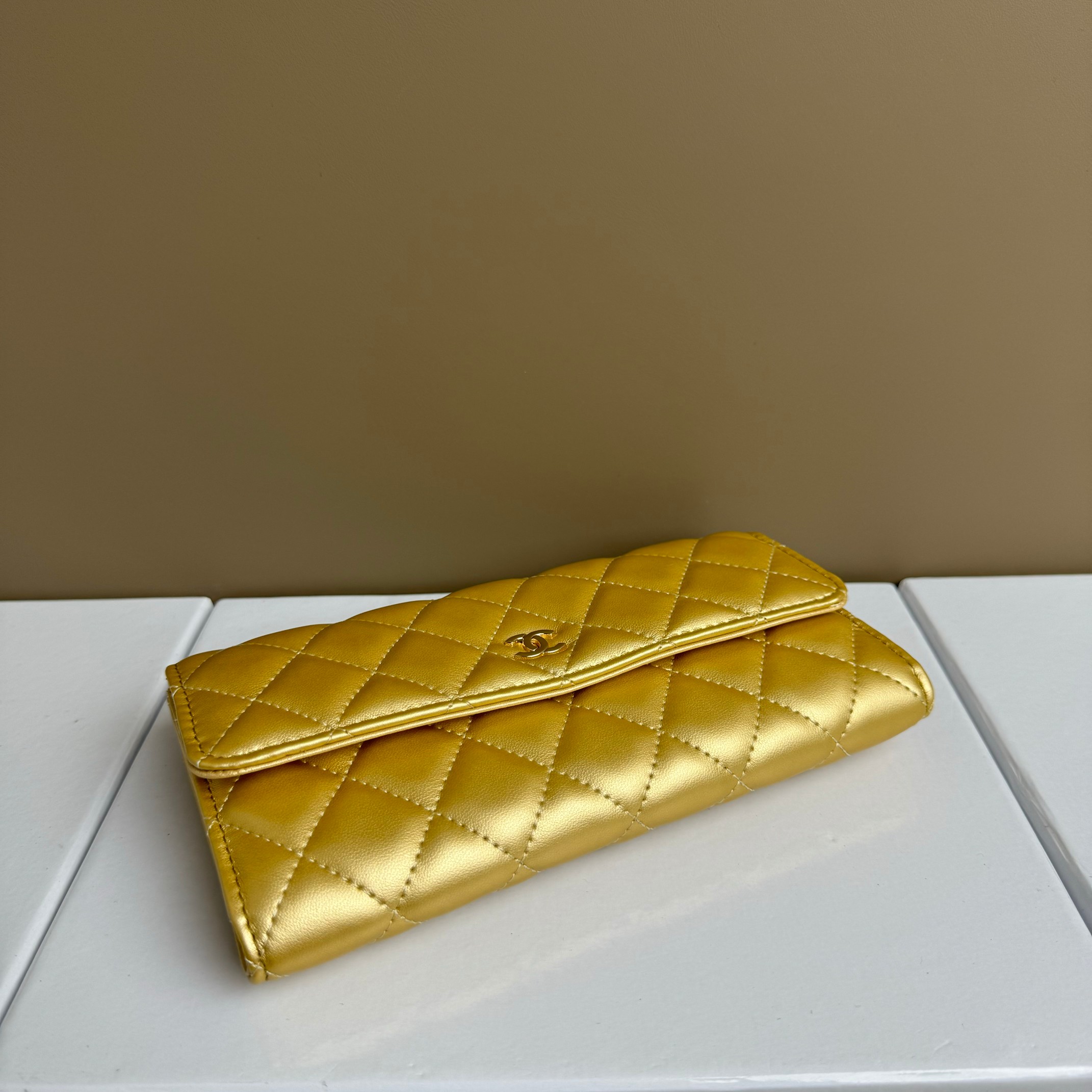 CC Inspired Counterfeit Caviar Sheepskin Wallet-Gold Wallet - Gorchic - $59.99