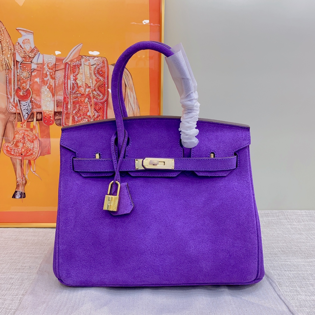 H-Inspired Birkin Bag Doblis Bag Golden Hardware Bag-Purple Bag - Gorchic - $181.99