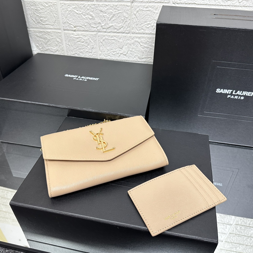 Lady Designer  Grain De Poudre Monogram Uptown Chain Wallet Dark Beige-Gold hardware - Bag - Gorchic - $112.99