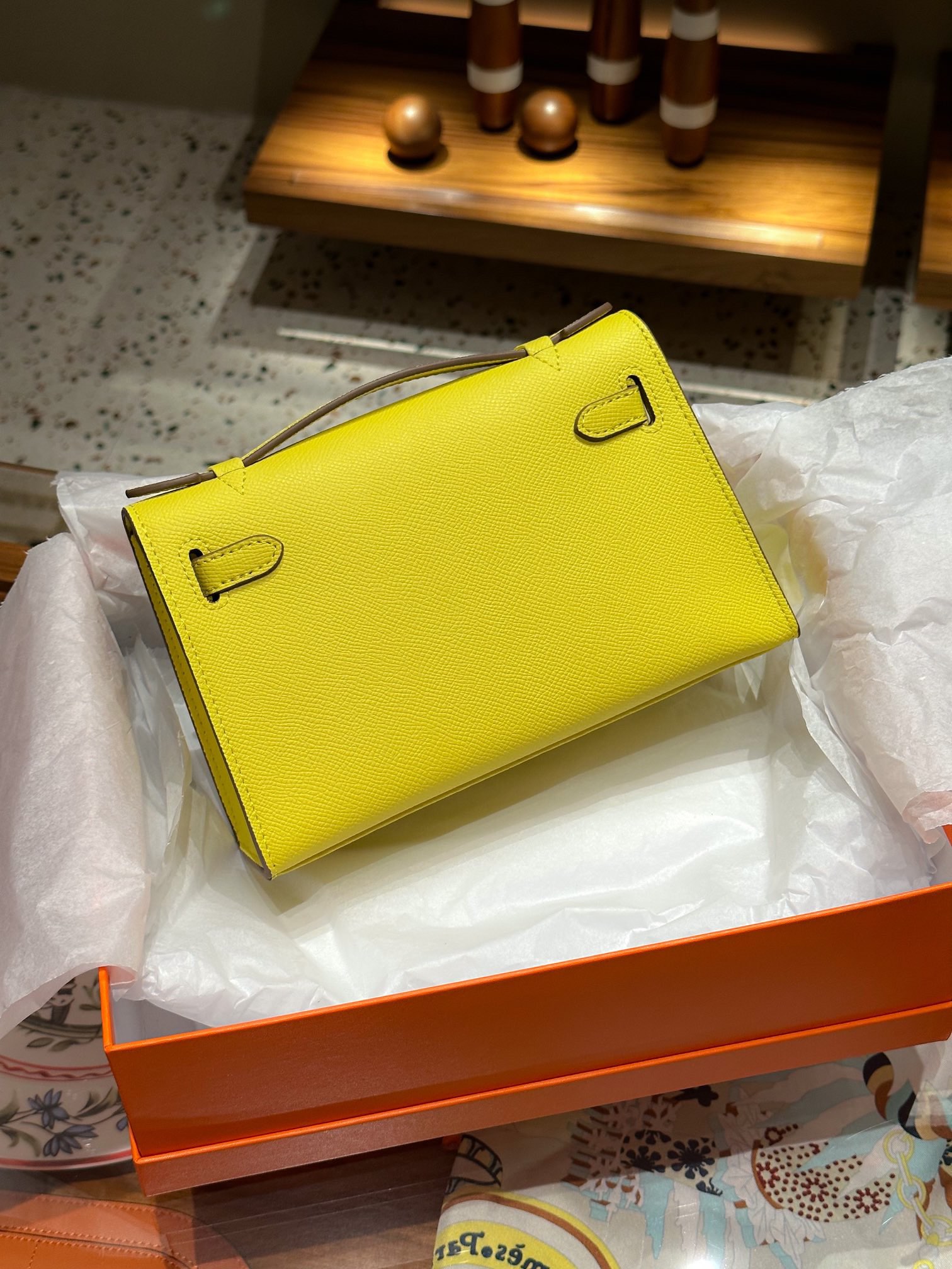 H-Inspired Kelly Mini 1st Kelly Pochette Generation Epsom Palm Leather-Yellow Of Lemon - Gorchic - $143.99