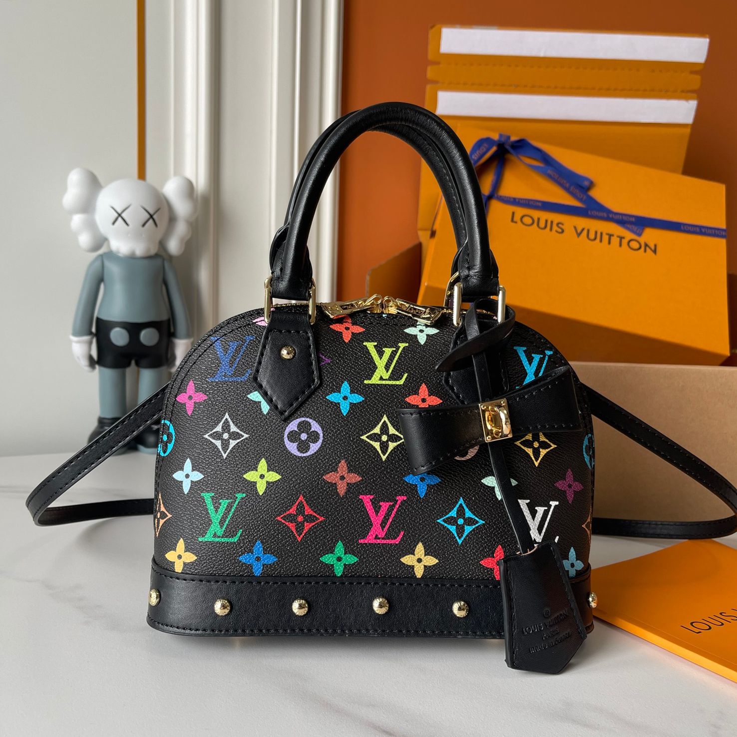 Designer Monogram x Murakami  x TM Alma BB Black Bag - Gorchic - $132.99