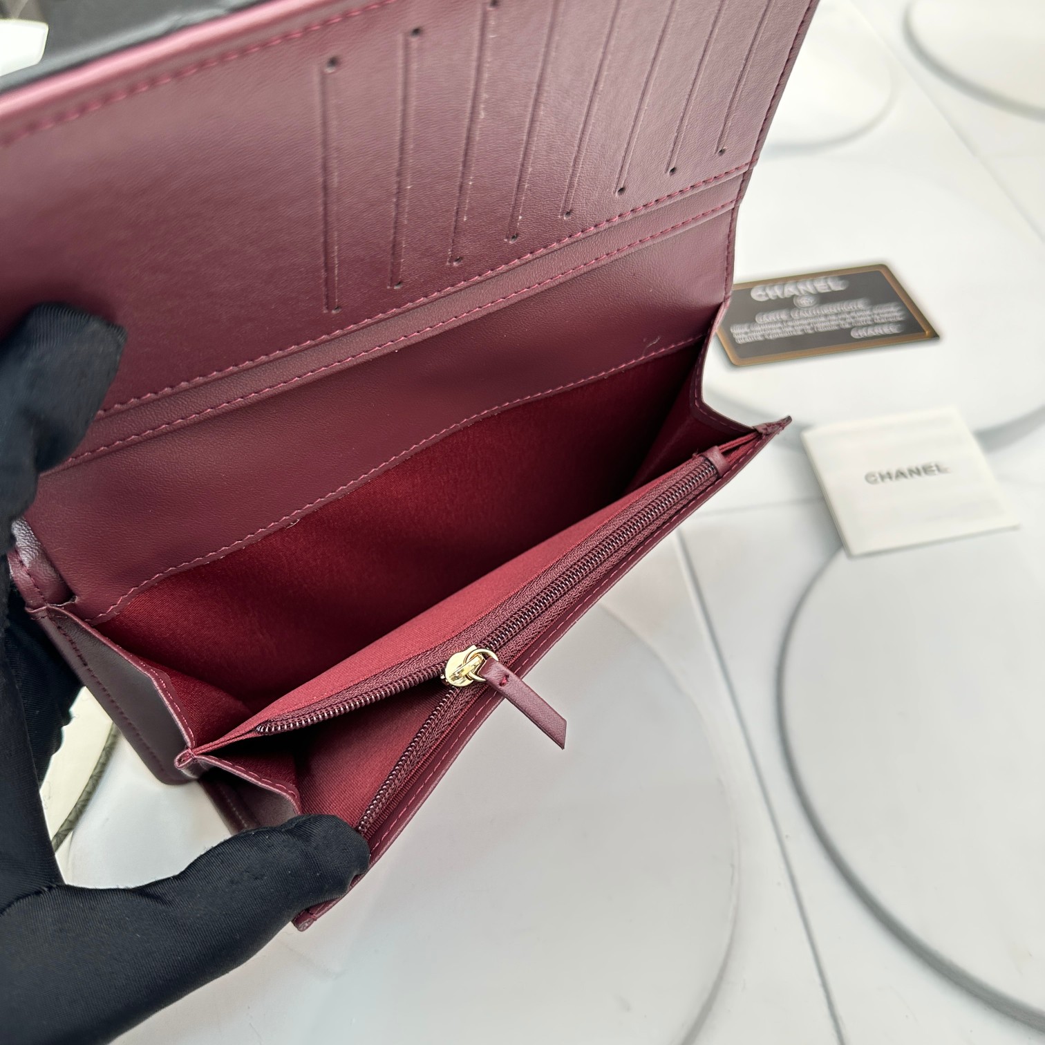 CC Inspired Calfskin Leather Quilted Long Wallet Black - Bag - Gorchic - $90.99