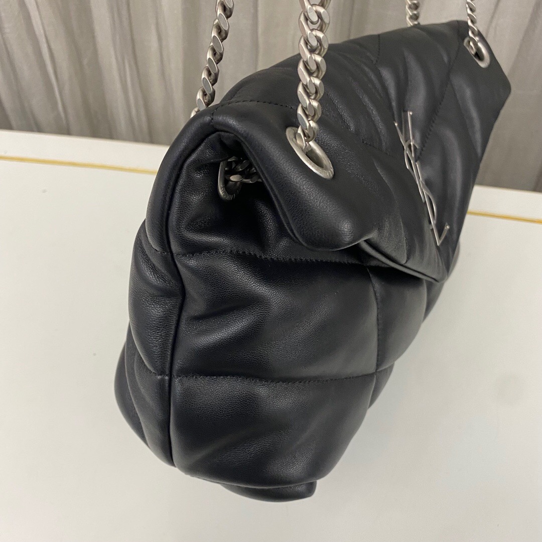 Lady Designer Loulou Puffer Small Quilted Leather Shoulder Bag Black - Bag - Gorchic - $183.99