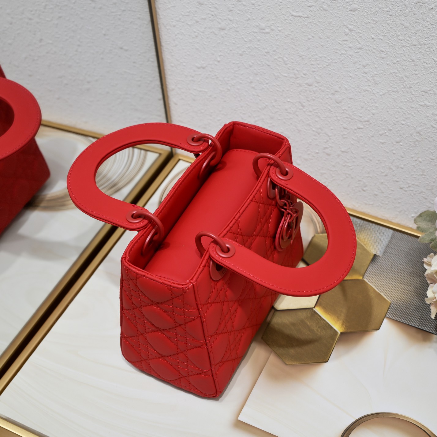 D Inspired Small Lady D Inspired Bag Red Ultramatte Calfskin - Bag - Gorchic - $144.99