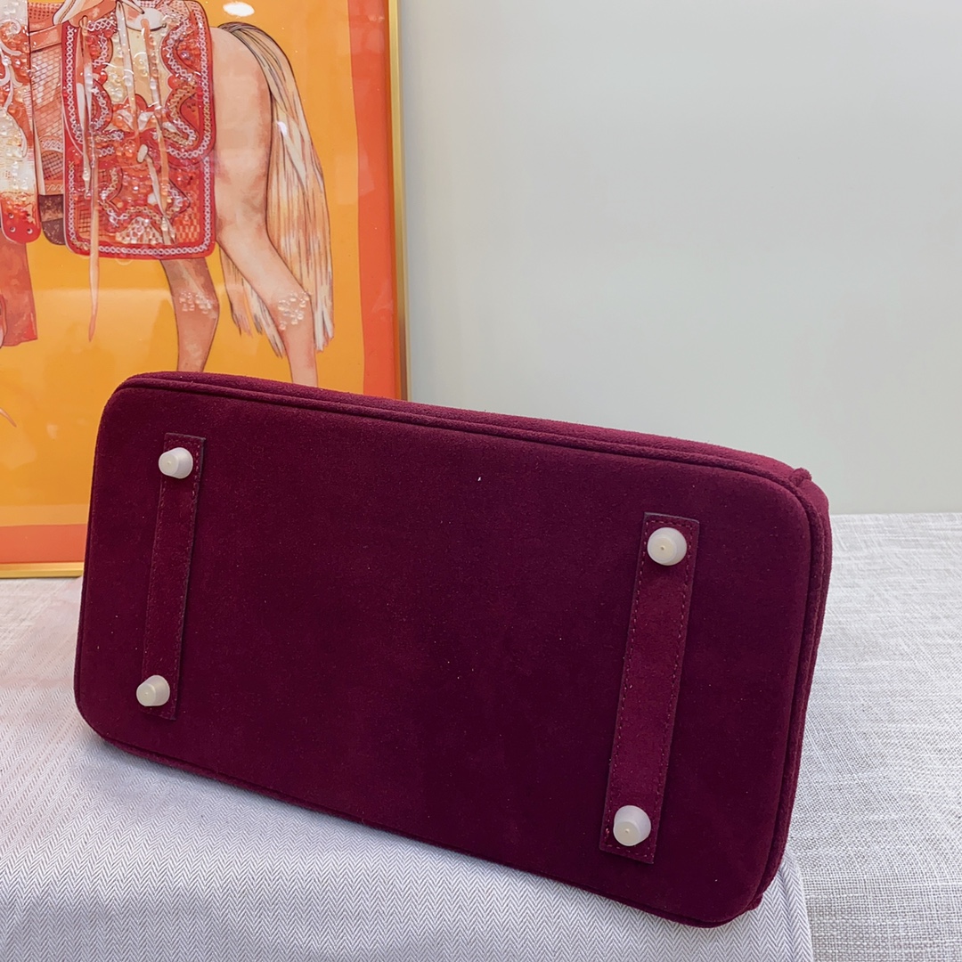 H-Inspired Birkin Bag Doblis Bag Golden Hardware-Burgundy Bag - Gorchic - $205.99