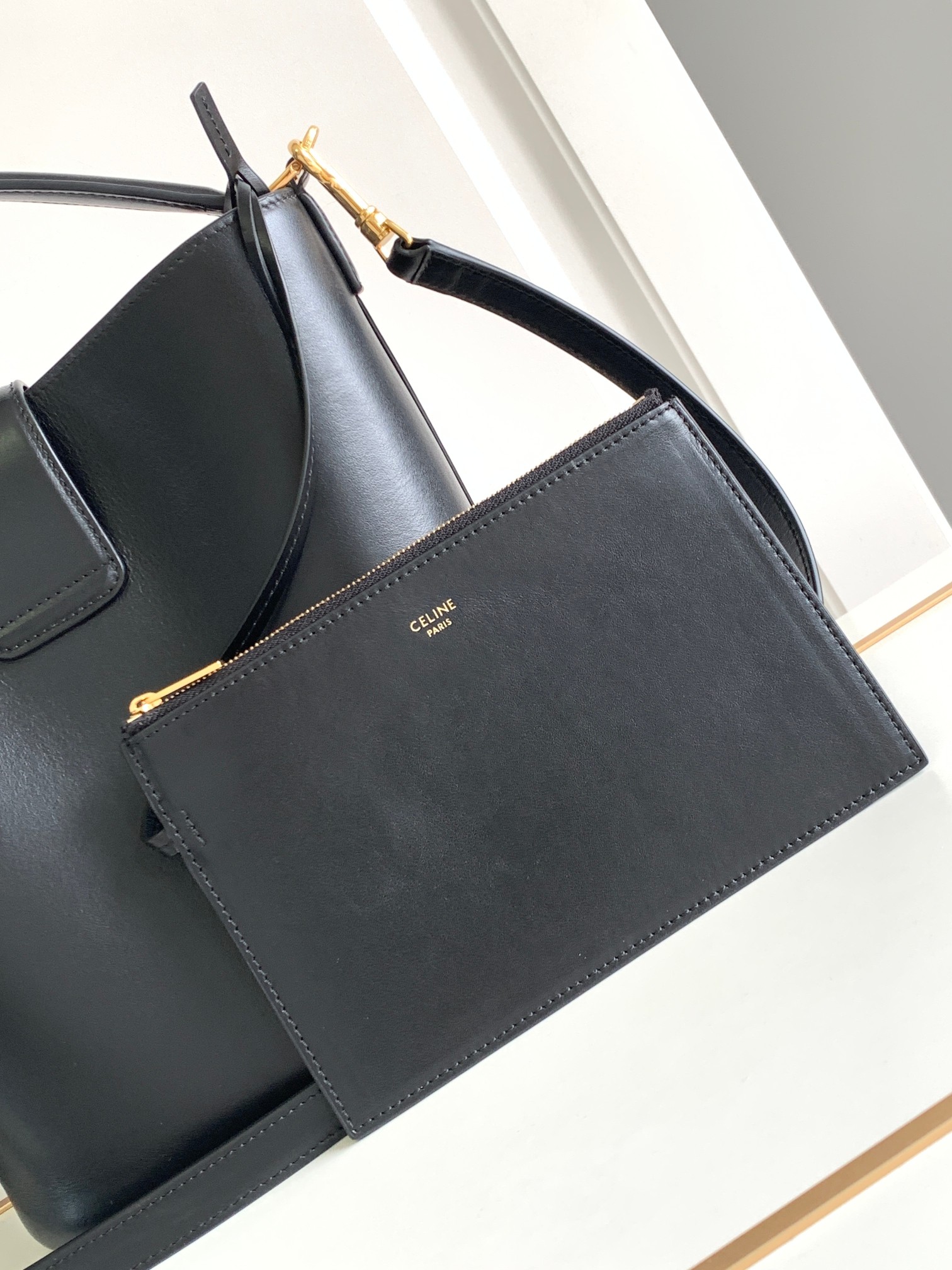 CL Medium Smooth Cowhide Handbag - Black Bag - Gorchic - $145.99