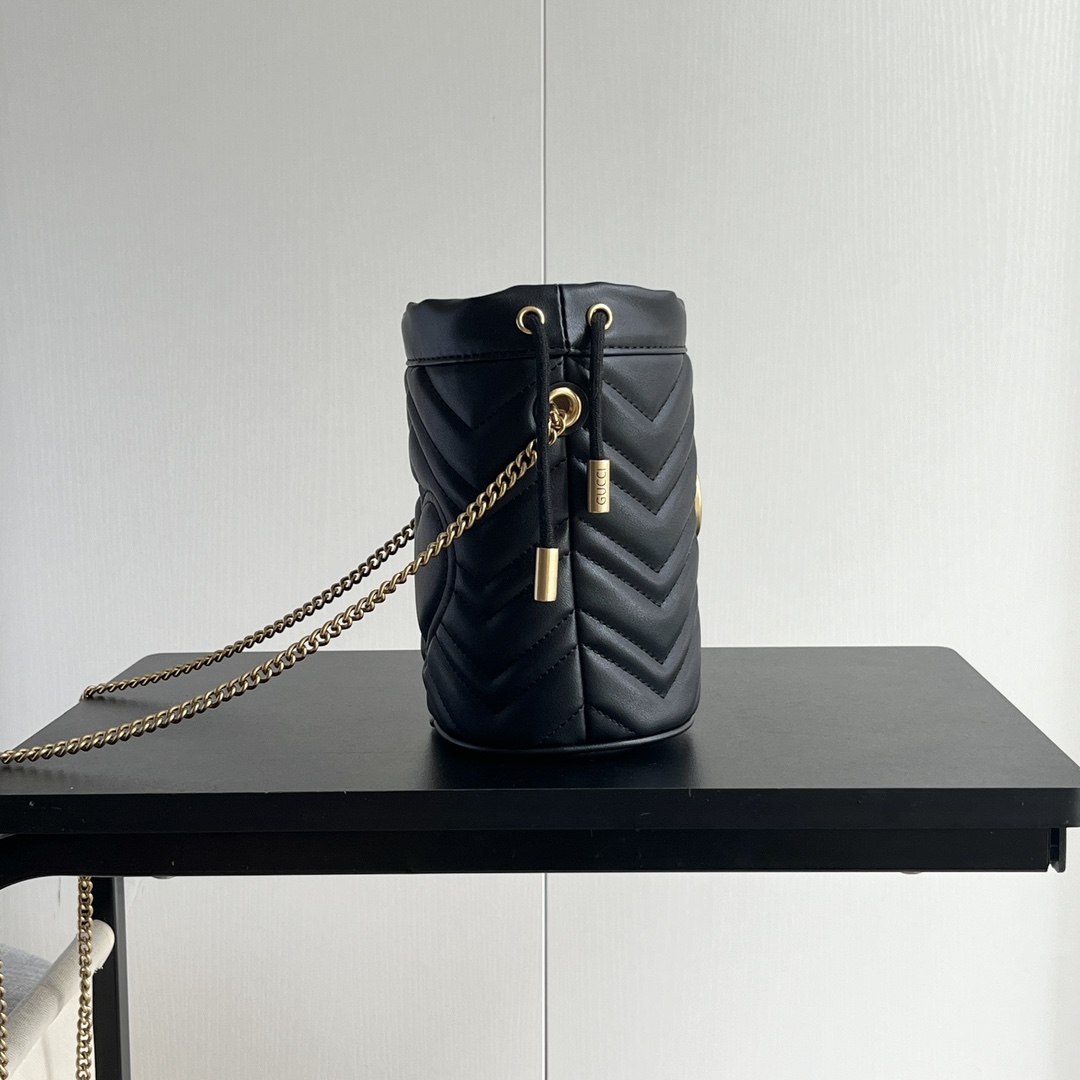 Double-G GG marmont mini bucket bag Black - Bag - Gorchic - $121.99