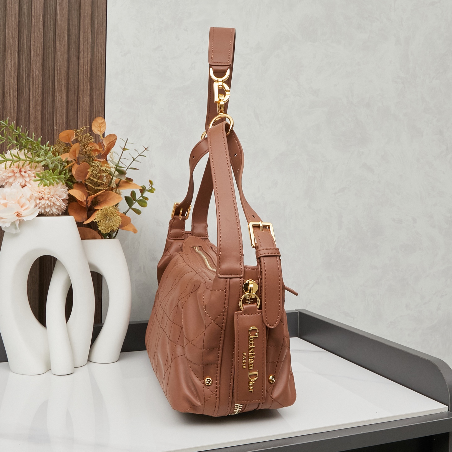 D Inspired D-Journey Bag -Light Gold-Tone Flat Macrocannage - Gorchic - $132.99