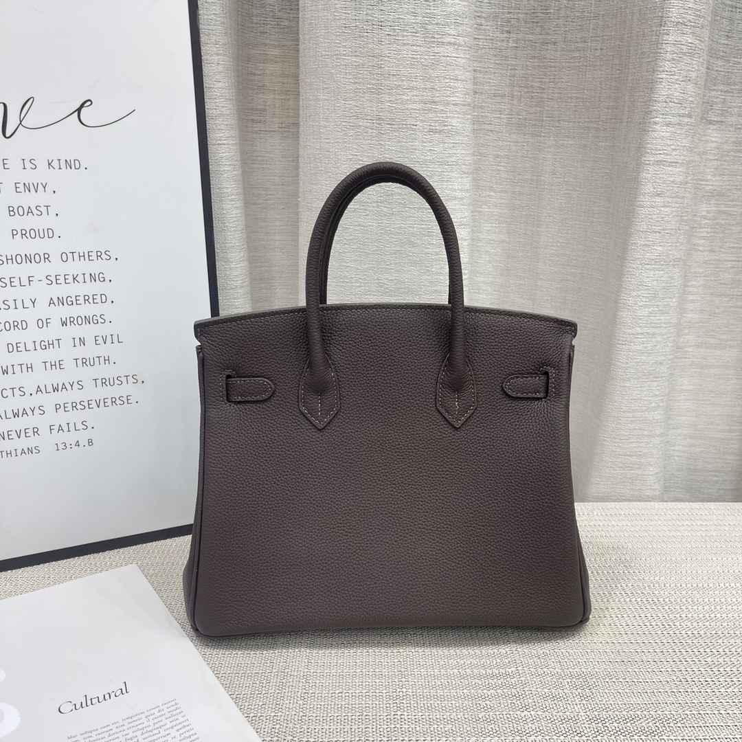 H-Inspired Birkin Togo Retourne Bag Golden Hardware-Dark Grey Bag - Gorchic - $185.99