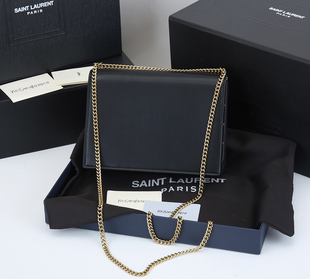 Lady Designer Fashion Cassandra Monogram Clasp Leather Crossbody Black - Bag - Gorchic - $154.99