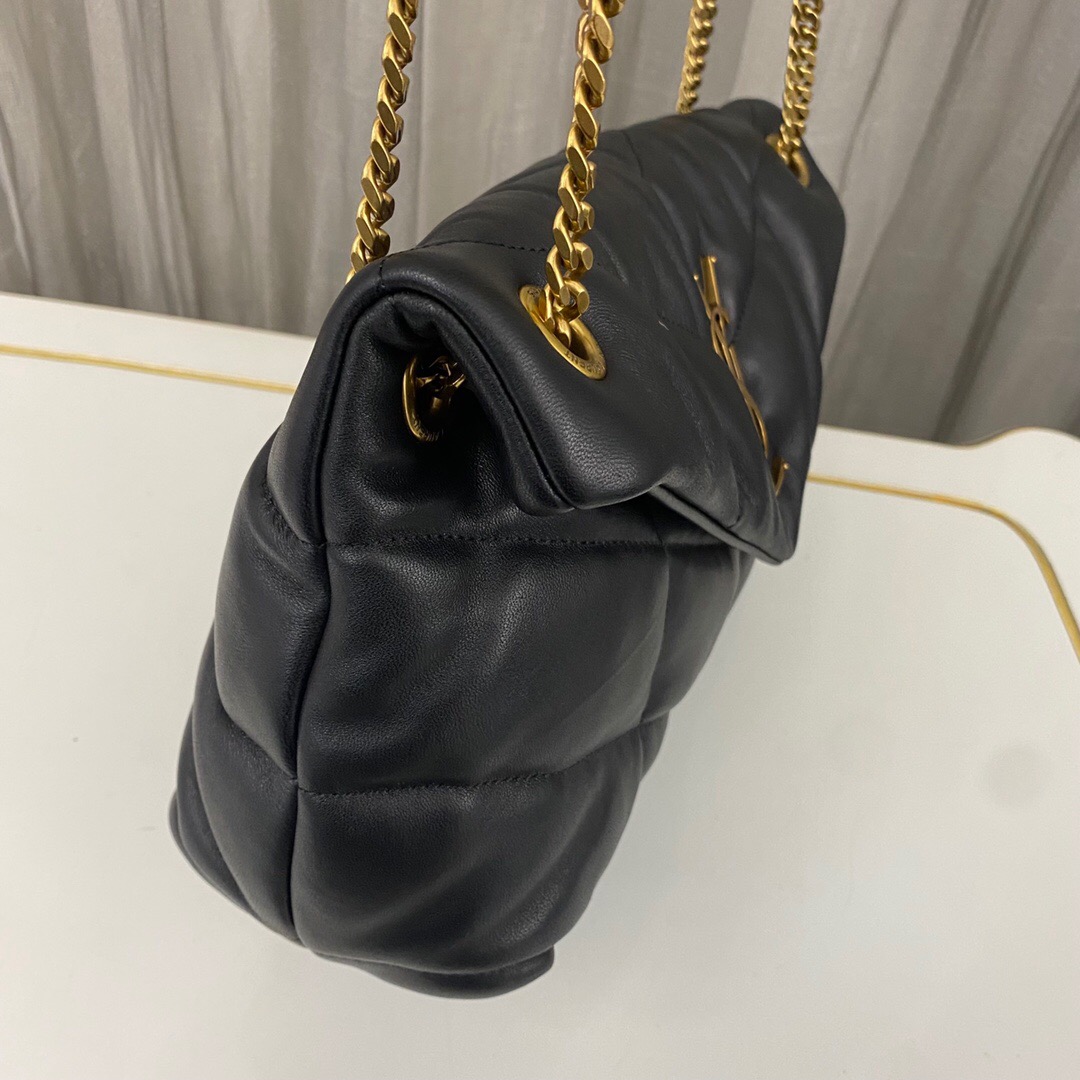 Lady Designer Loulou Puffer Small Quilted Leather Shoulder Bag Black - Bag - Gorchic - $183.99