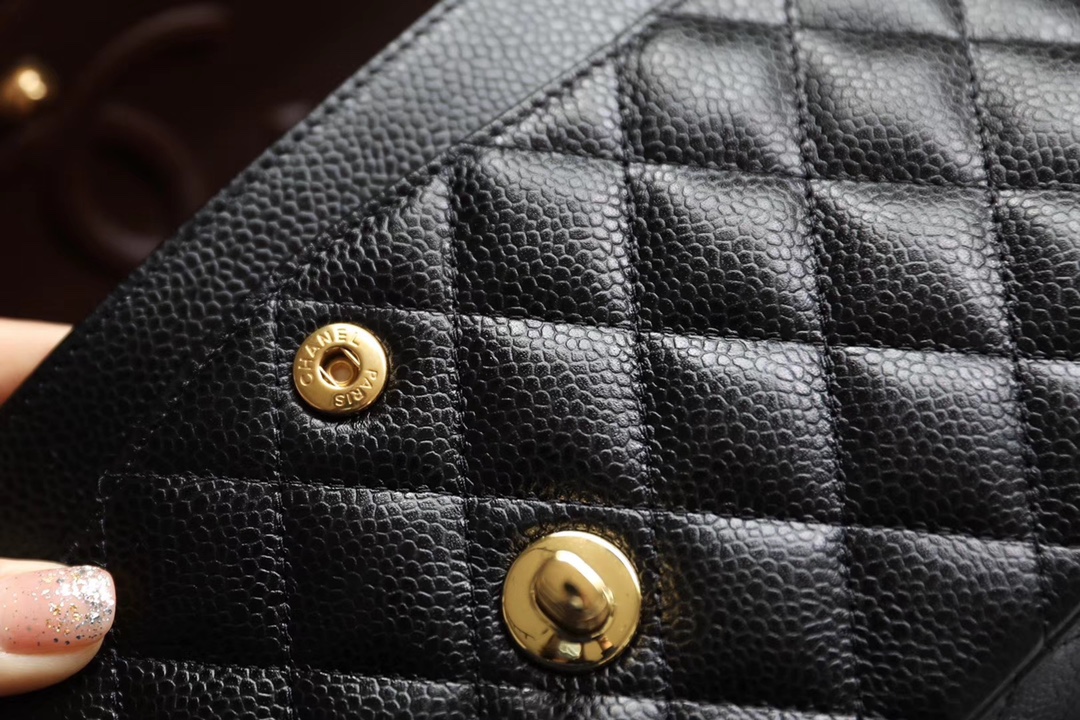 CC Inspired Classic Flag Bag Small Classic Double Flap Black Caviar Gold Hardware - Bag - Gorchic - $125.99