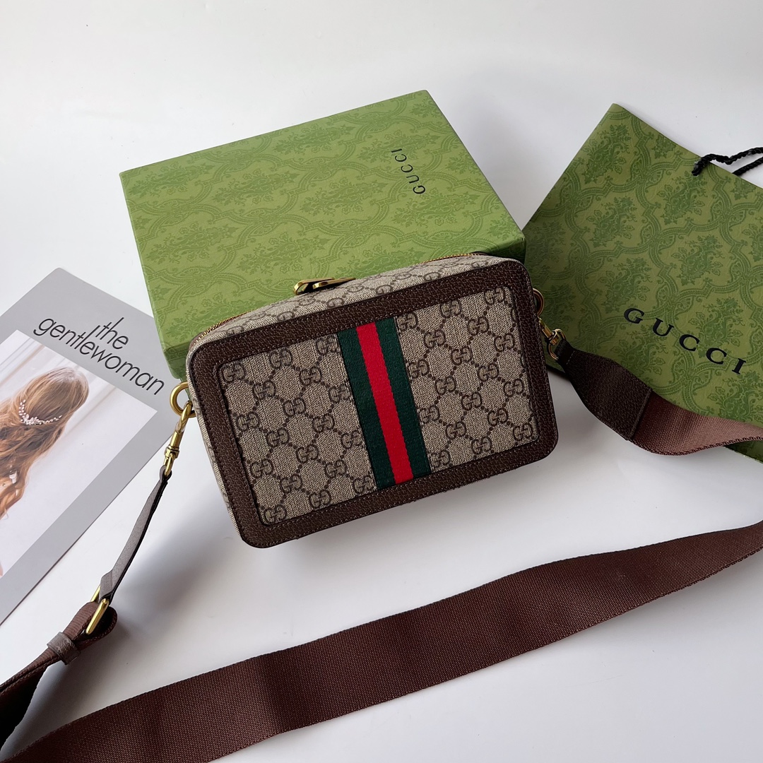 Double-G Ophidia Crossbody Brown leathe Bag - Gorchic - $142.99