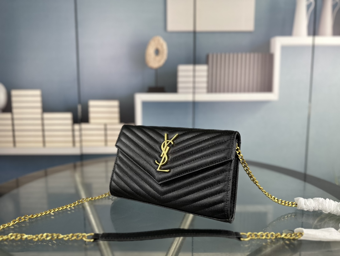 Lady Designer Fashion Cassandre Envelope- Black - Gold Metal - Gorchic - $119.99