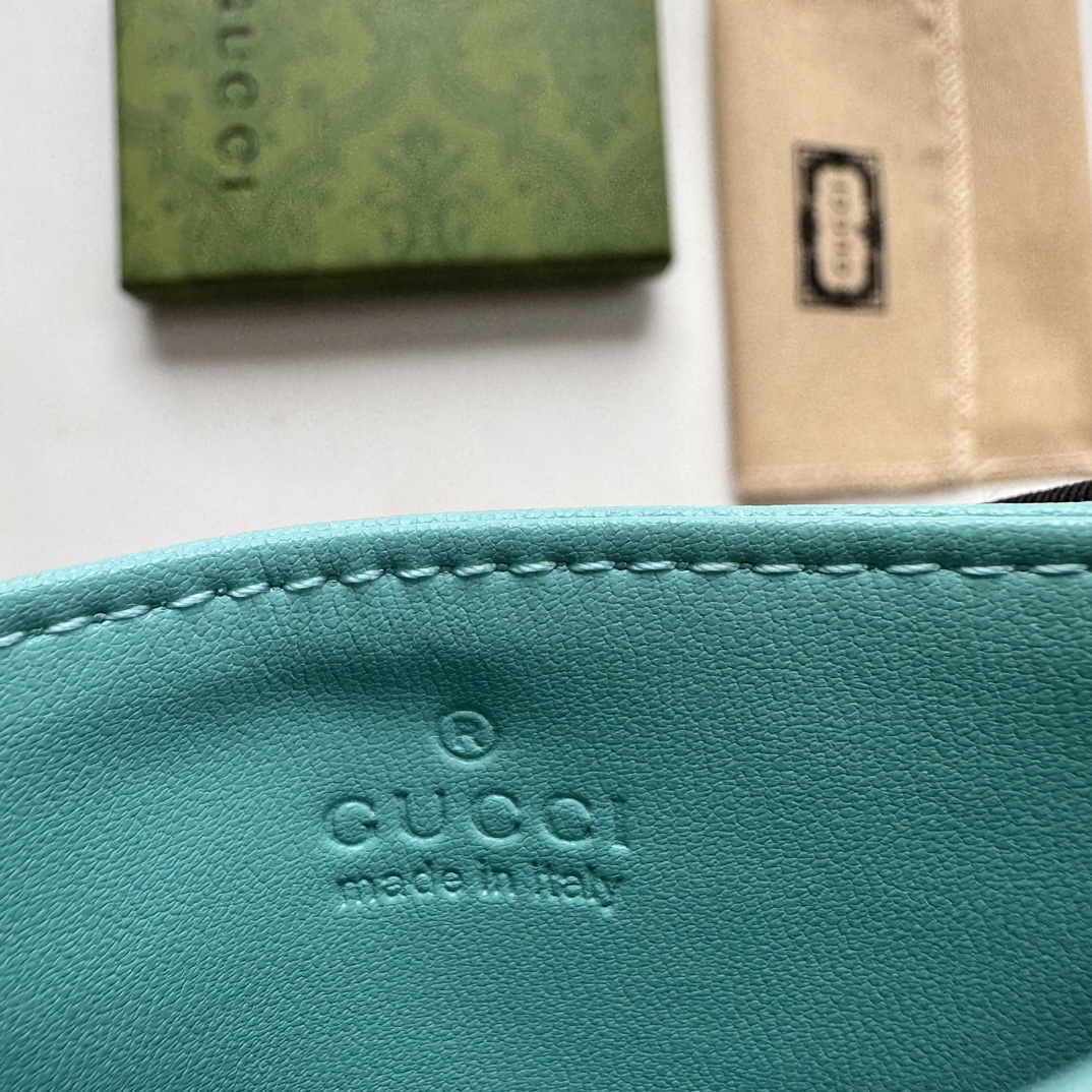 Double-G GG Marmont card case teal leather-wallet - Gorchic - $39.99