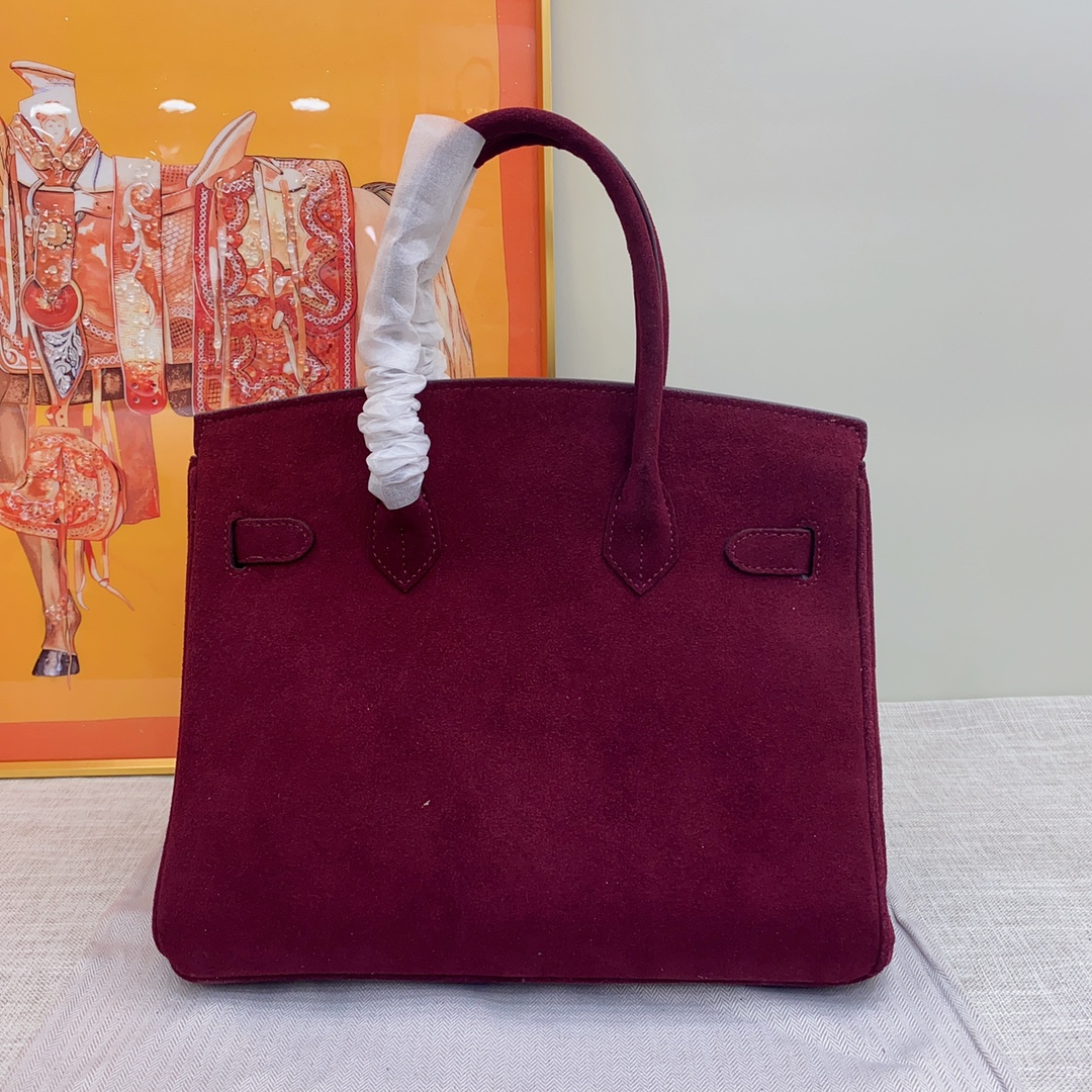H-Inspired Birkin Bag Doblis Bag Golden Hardware-Burgundy Bag - Gorchic - $205.99