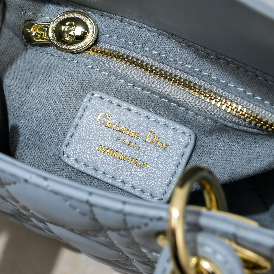 D Inspired Mini Lady D Inspired Bag Light Blue Cannage Calfskin - Bag - Gorchic - $138.99