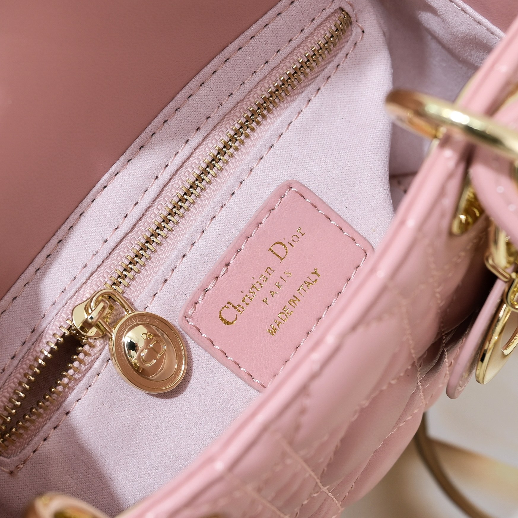 D Inspired Mini Lady D Inspired Bag Pink Cannage Calfskin Golden Hardware - Bag - Gorchic - $138.99