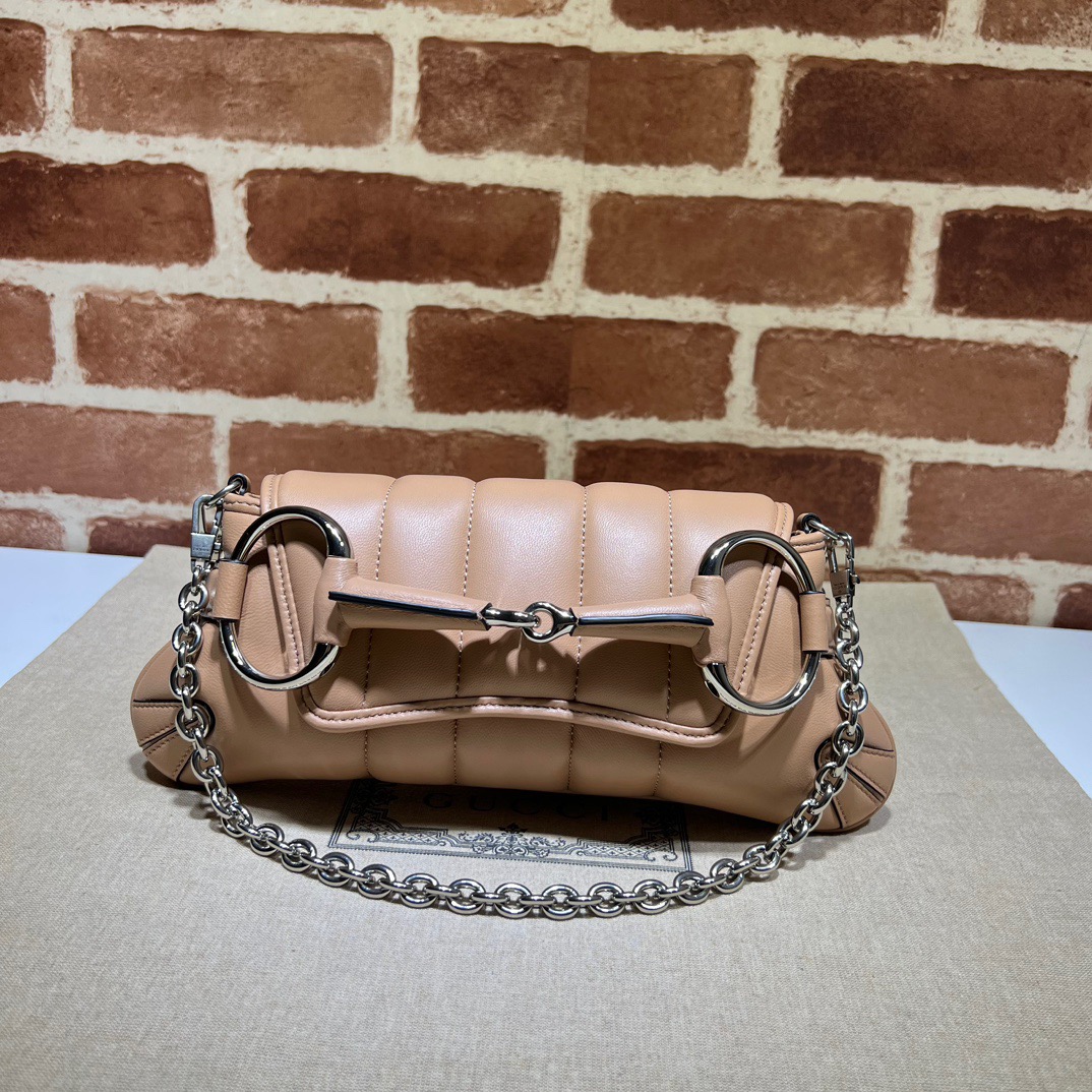 Double-G Horsebit Chain Small Shoulder Bag Rose Beige - Bag - Gorchic - $110.99