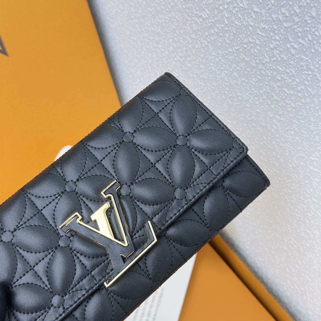 Designer Monogram Capucines Compact Maxi Black Wallet ﻿ - Gorchic - $110.99