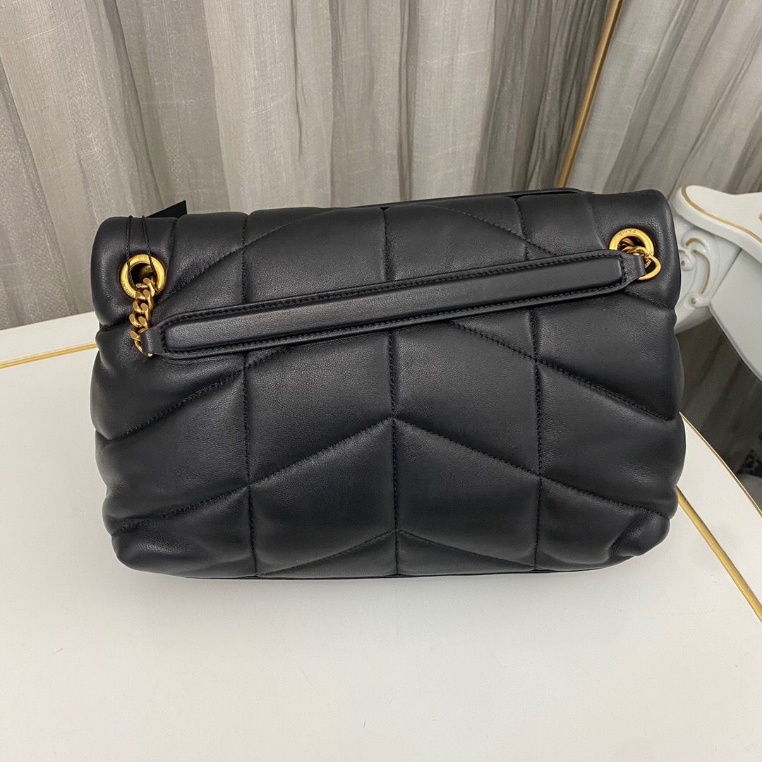 Lady Designer Loulou Puffer Small Quilted Leather Shoulder Bag Black - Bag - Gorchic - $183.99