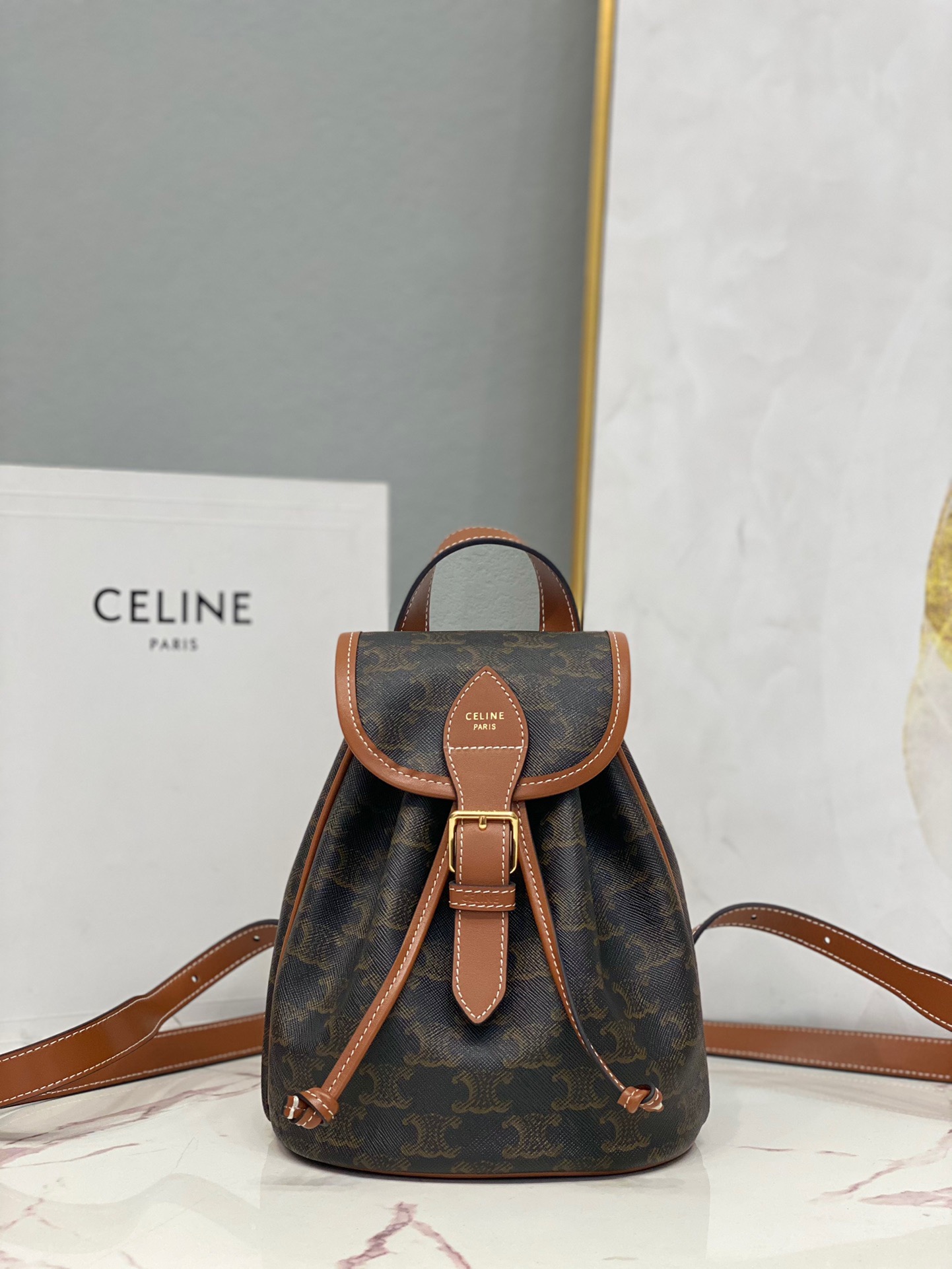 CL Backpack Folco Mini Triomphe Tan - Bag - Gorchic - $156.99