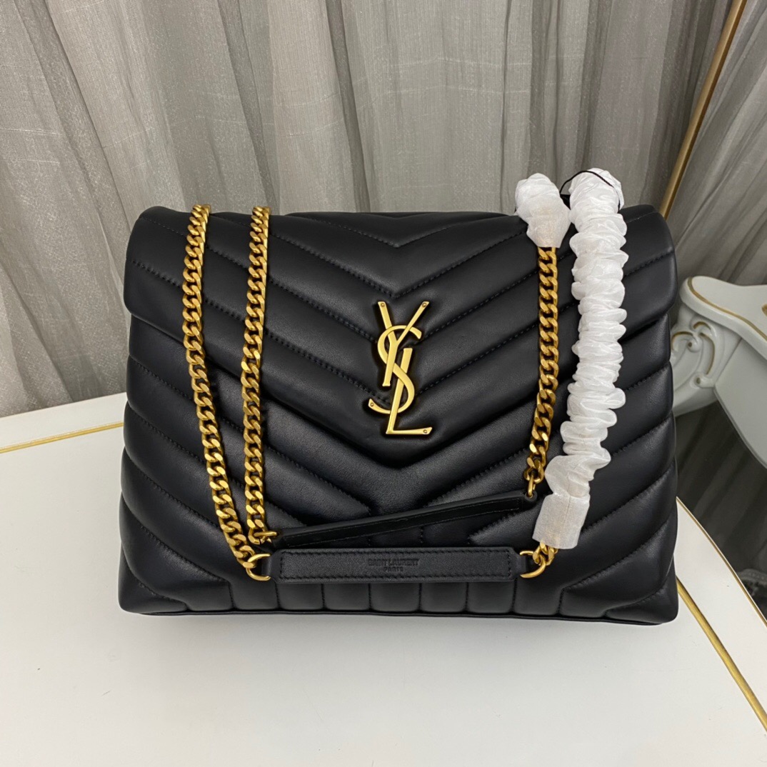 Lady Designer Loulou medium quilted leather shoulder bag black - Bag - Gorchic - $132.99