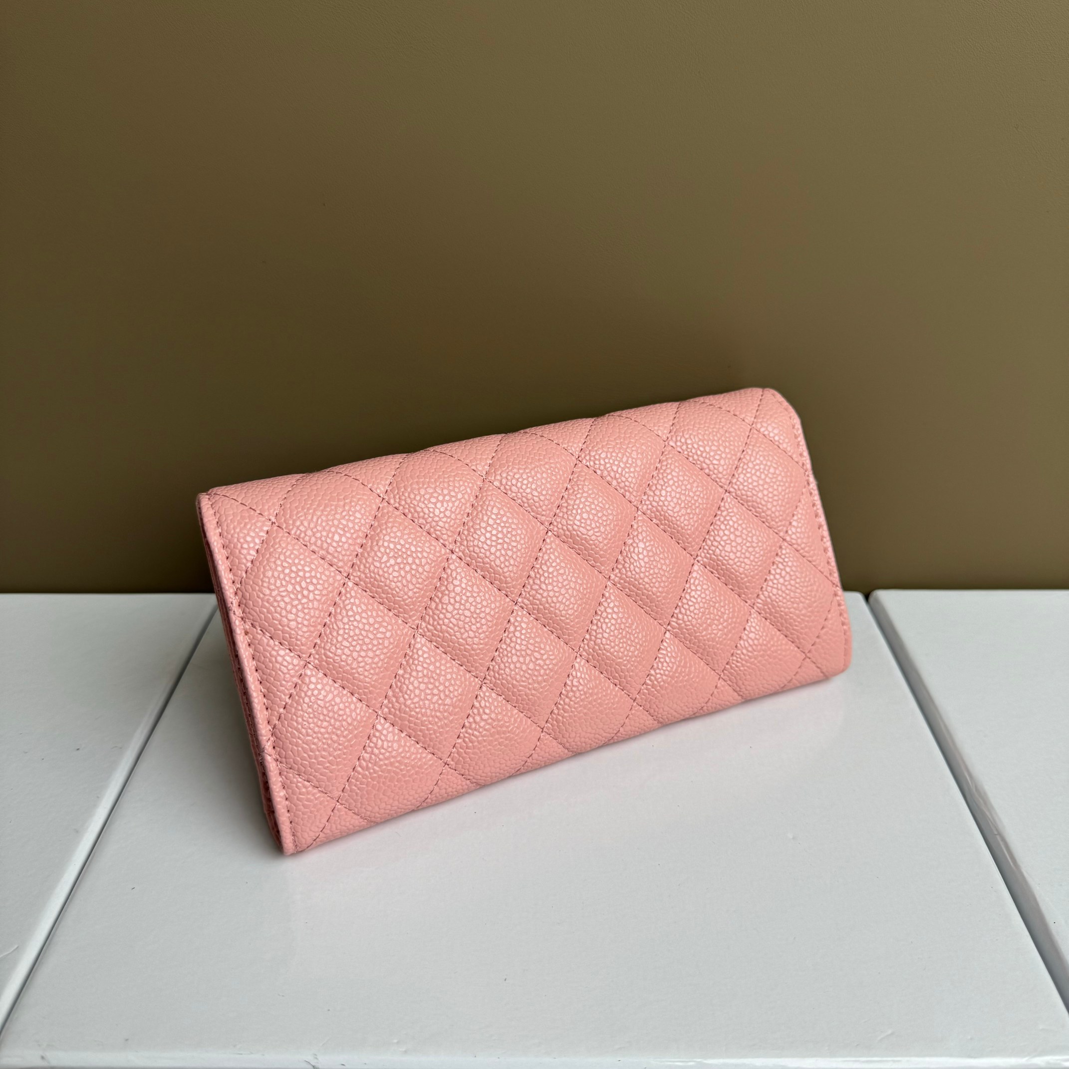 CC Inspired Counterfeit Caviar Leather Wallet-Pink Wallet - Gorchic - $59.99