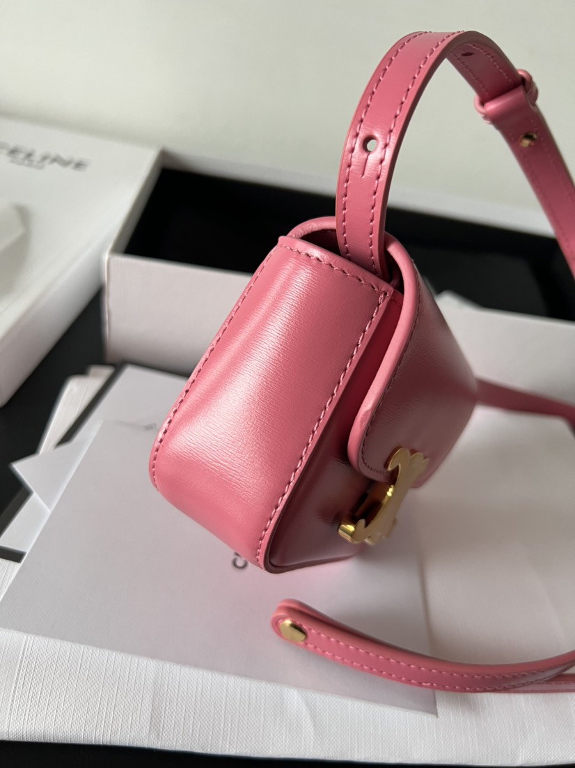 CL MINI TRIOMPHE IN SHINY CALFSKIN ROSE RED - Gorchic - $79.99