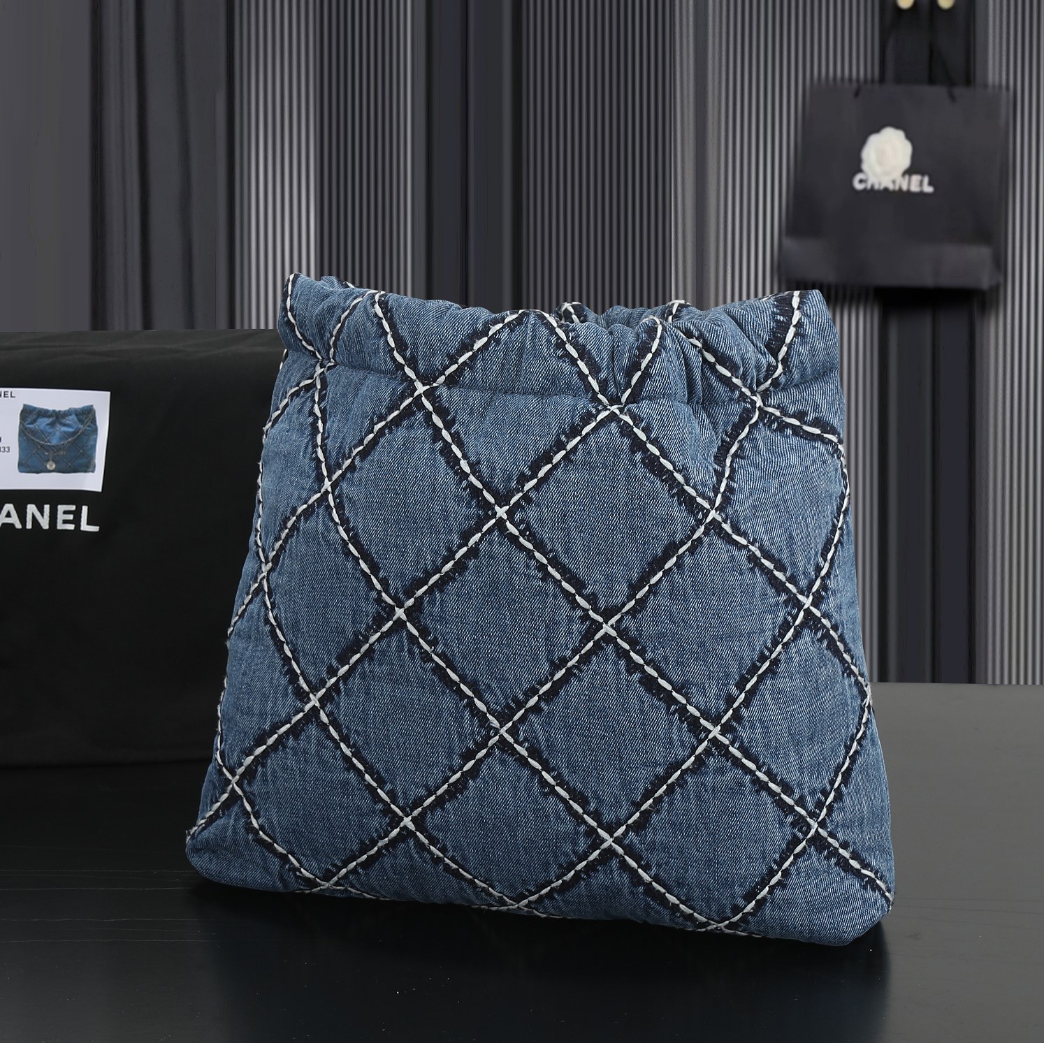 CC Inspired Stitched Denim Quilted CC Inspired 22 Blue - Bag - Gorchic - $129.99
