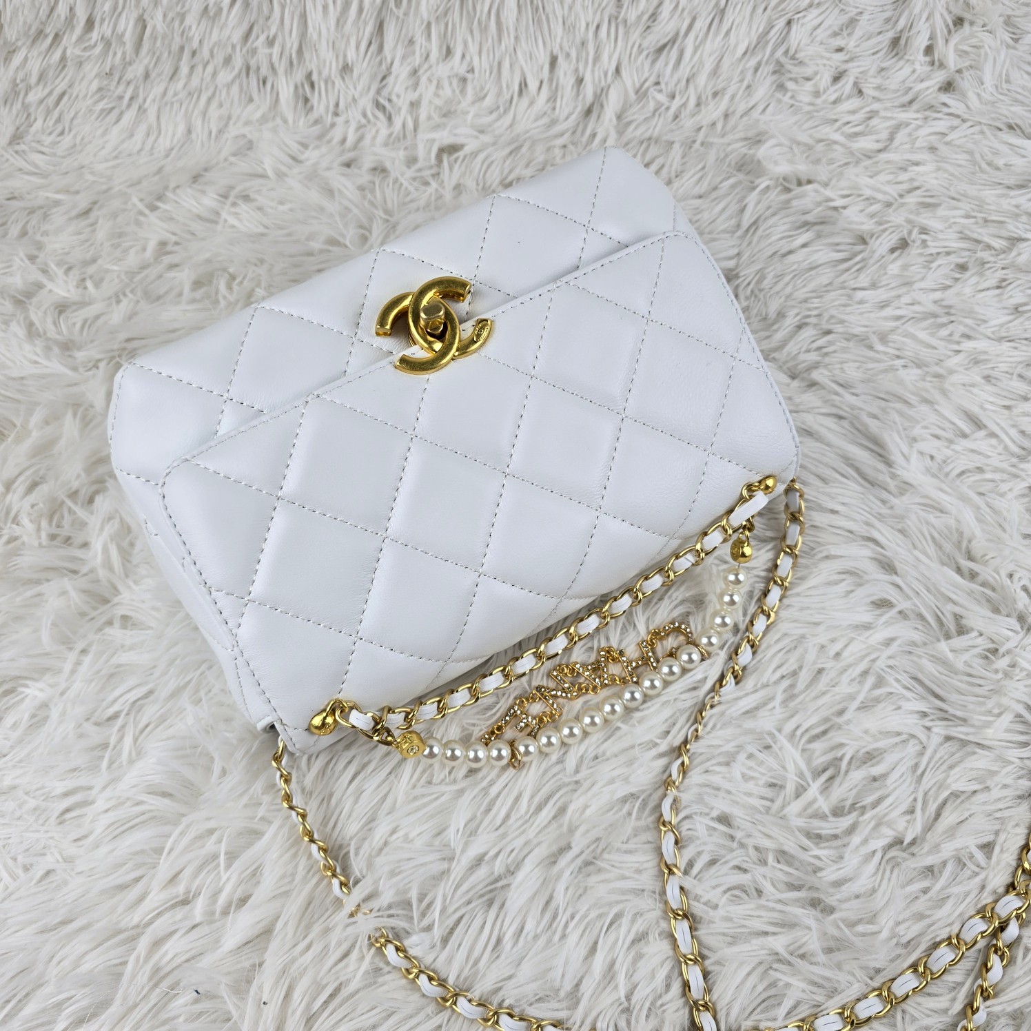 CC Inspired 24A Pearl Small Flap Bag-White - Bag - Gorchic - $139.99