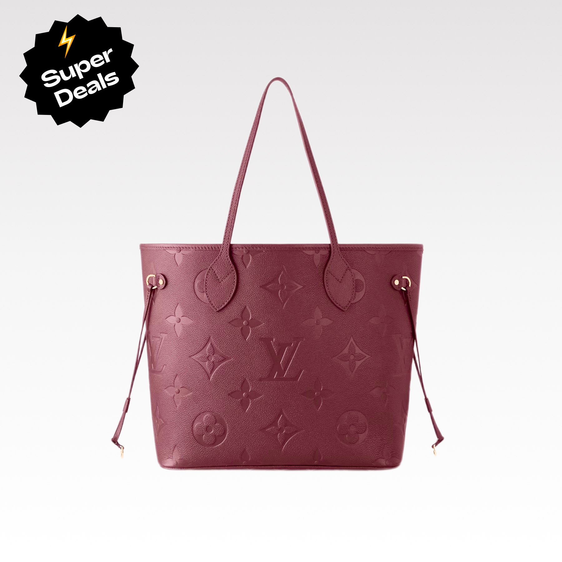 Designer Monogram Empreinte Leatherr Canvas Neverfull MM Wine Bag - Gorchic - $118.99