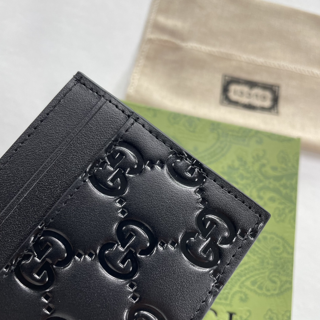 Double-G GG rubber-effect card case black-wallet - Gorchic - $35.99