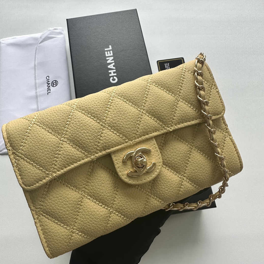 CC Inspired Chain Shoulder Crossbody Small Bag - Yellow Bag - Gorchic - $101.99