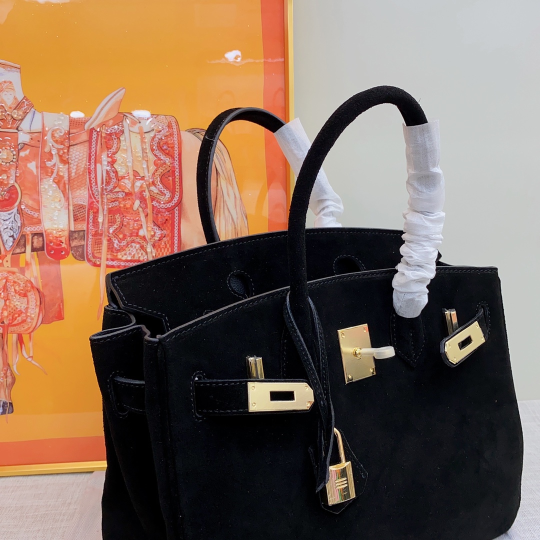 H-Inspired Birkin Bag Doblis Bag Golden Hardware-Black Bag - Gorchic - $205.99