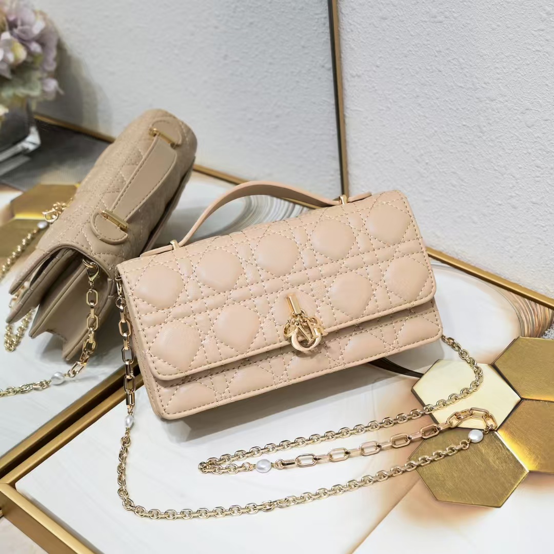 D Inspired Mini Bag Powder Beige Cannage Lambskin - Gorchic - $142.99