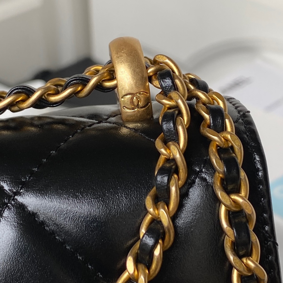 CC Inspired 24C Double Little Gold Balls Bag - Black Bag - Gorchic - $145.99