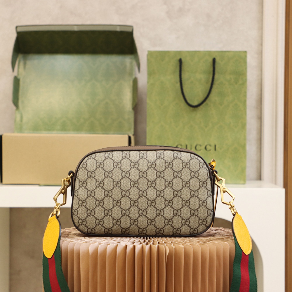 Double-G Neo Vintage Camera Messenger Bag GG Coated Canvas Brown - Gorchic - $117.99