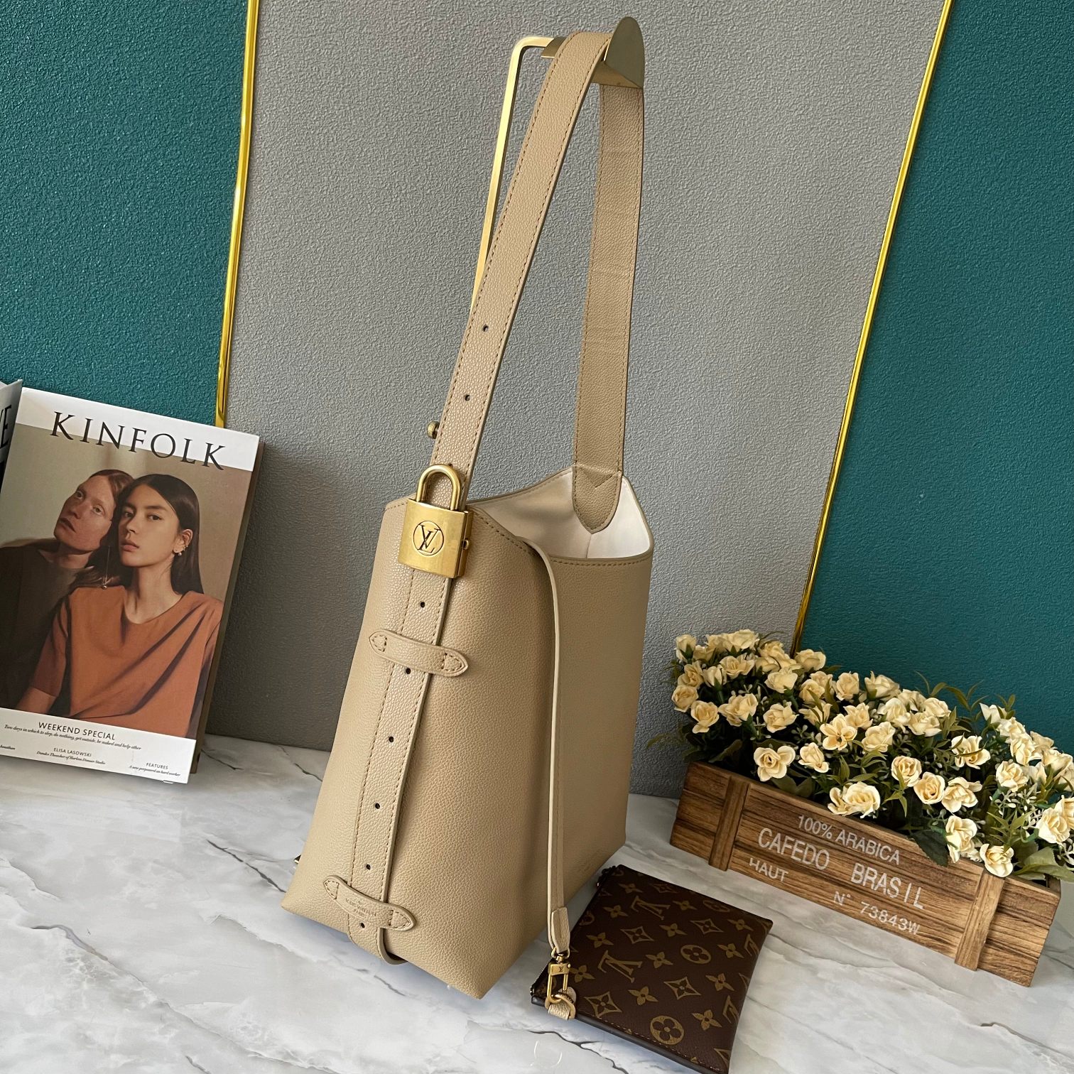 Designer Monogram  Low Key Hobo PM Bag in Apricot - Bag - Gorchic - $135.99