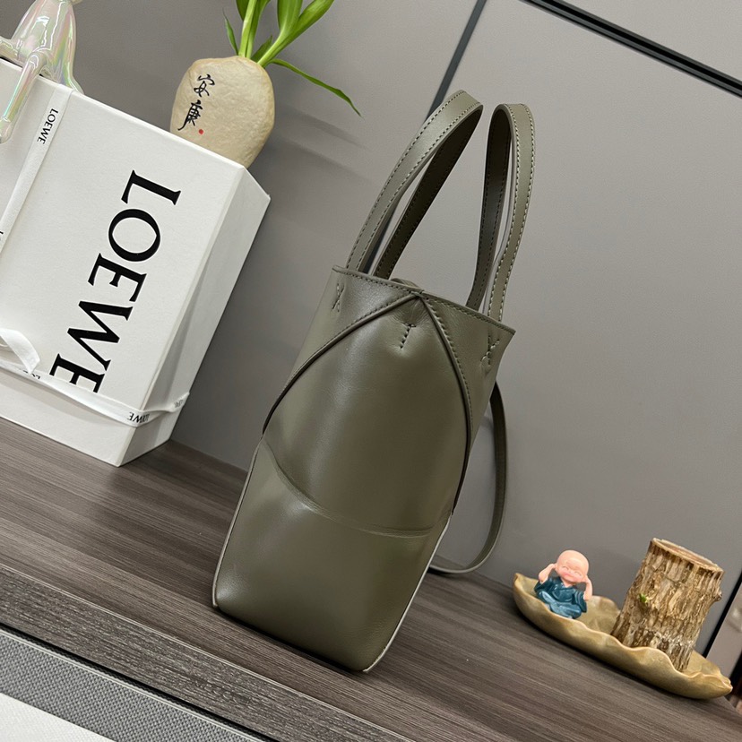 Puzzle iconic Mini Puzzle Fold Tote in shiny calfskin Green - Bag - Gorchic - $113.99