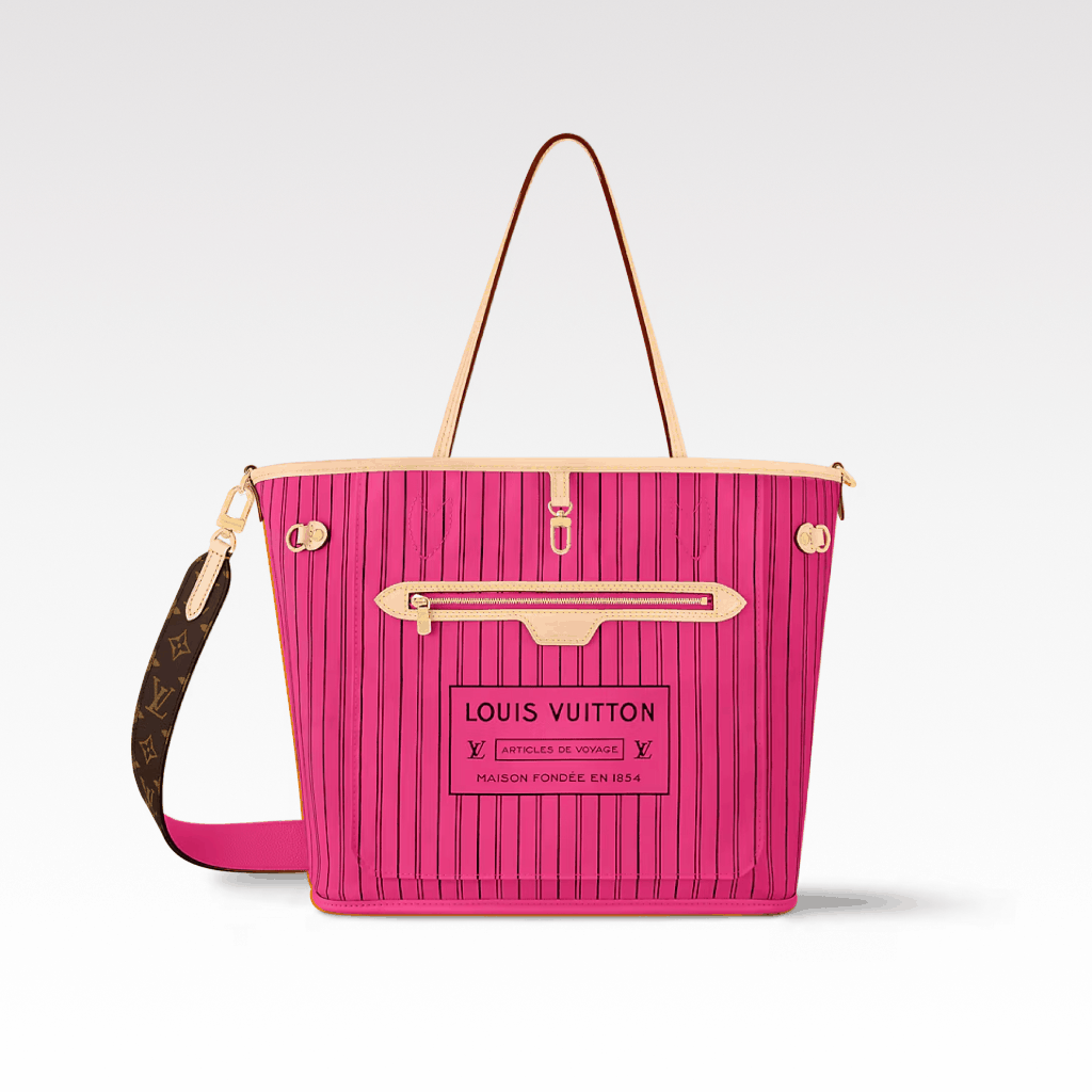 Designer Monogram Neverfull Bandoulière Inside Out MM Size Pink Pondichery Bag - Gorchic - $136.99
