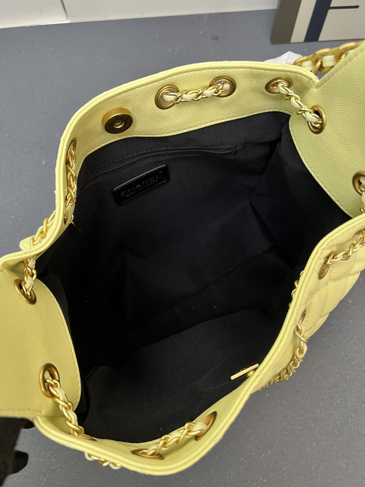 CC Inspired 25 Small Handbag Grained Calfskin & Gold-Tone Metal Light Yellow - Bag - Gorchic - $152.99