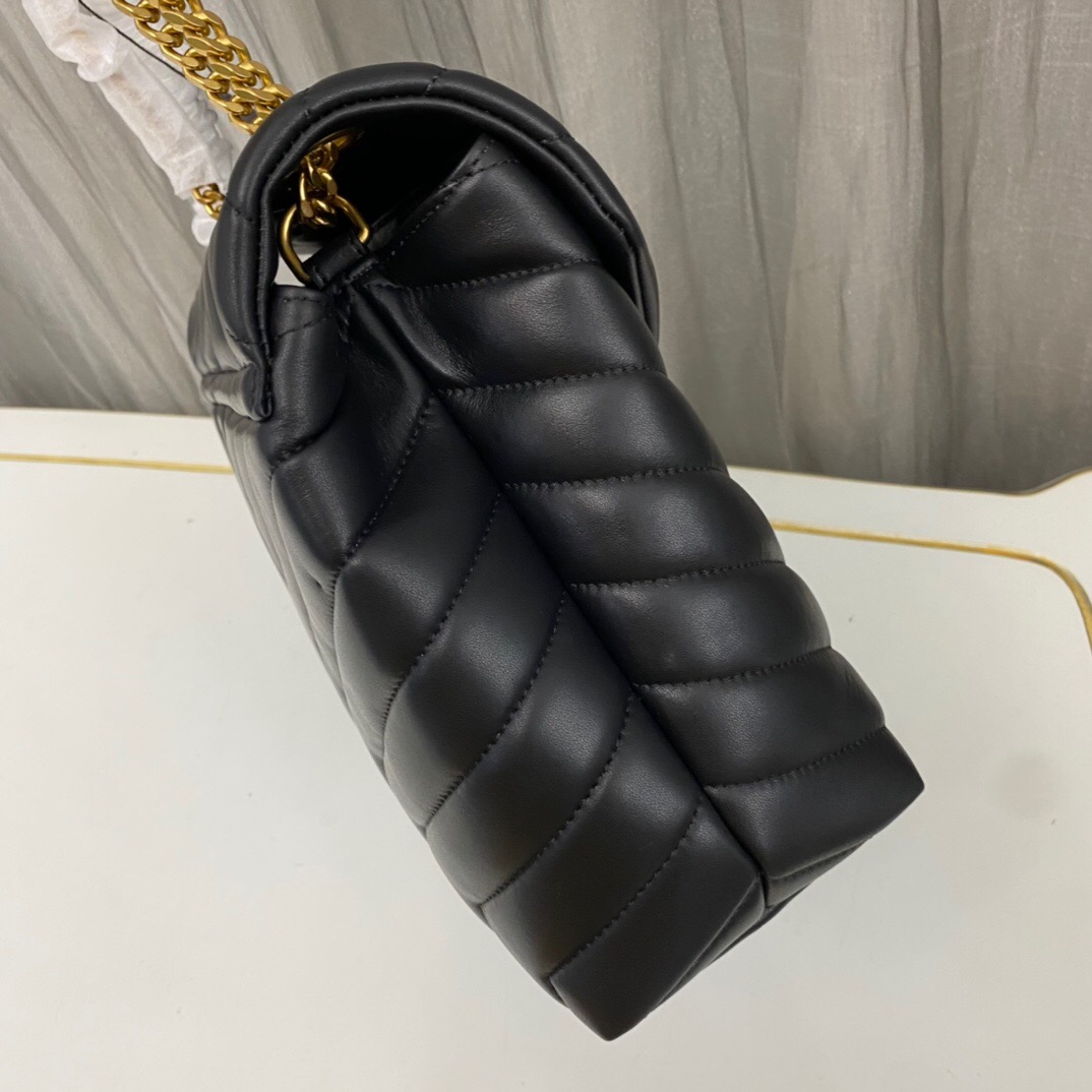 Lady Designer Loulou medium quilted leather shoulder bag black - Bag - Gorchic - $132.99