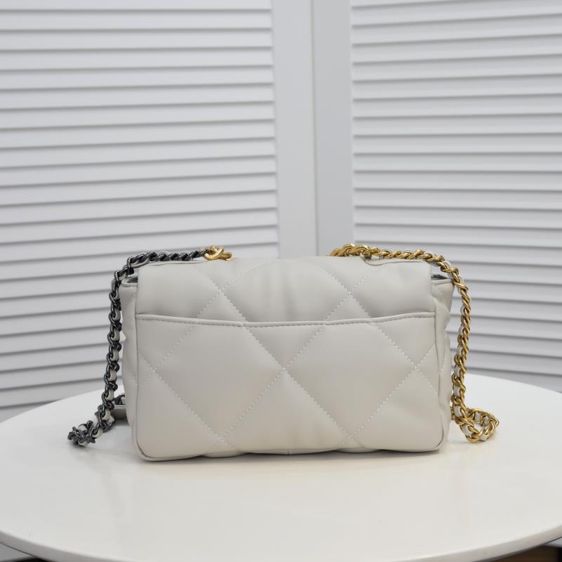 CC Inspired Calfskin Quilted CC Inspired 19 Flap White -Golden - Bag - Gorchic - $132.99