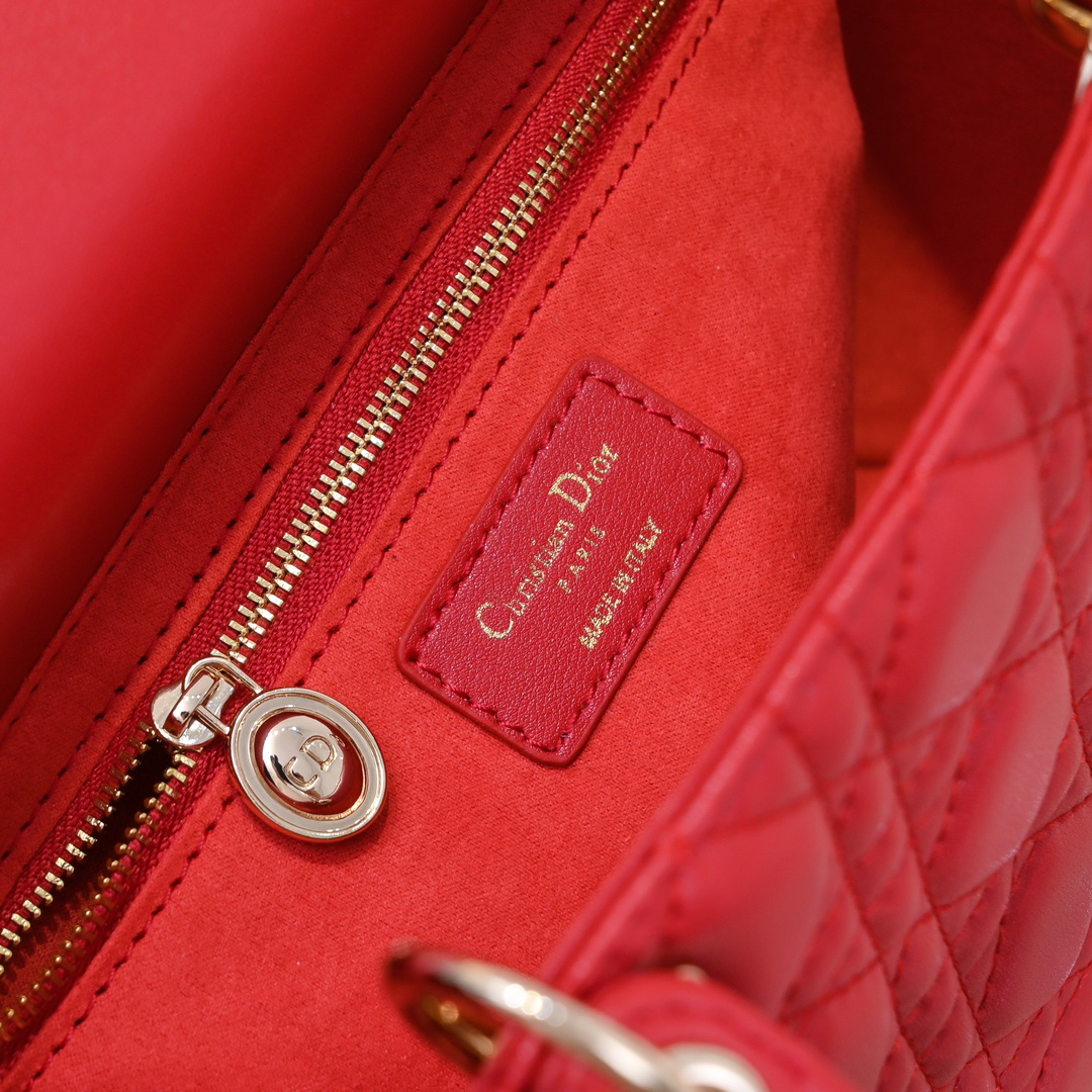 D Inspired Medium Lady D Inspired Bag Red Cannage Calfskin Golden Hardware - Bag - Gorchic - $144.99