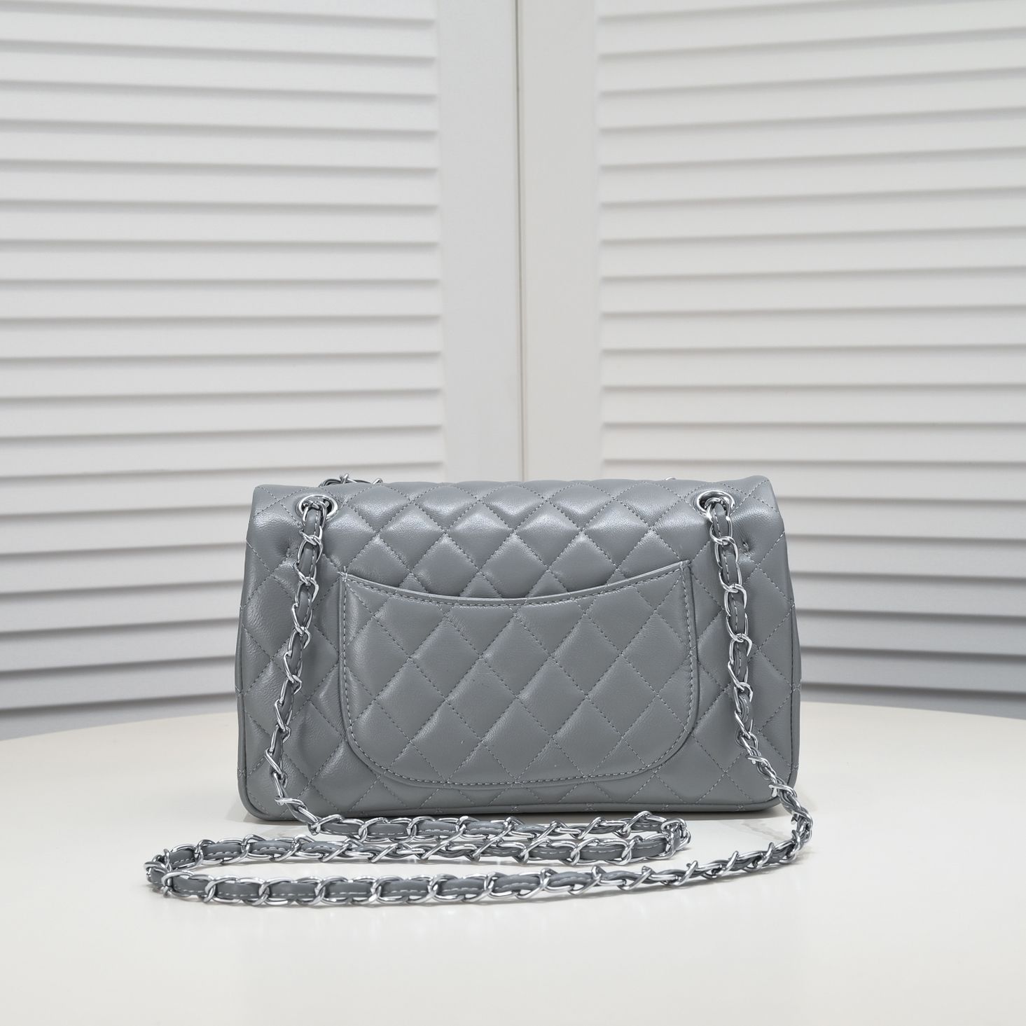 CC Inspired Classic Double Flap Bag Grey Sier Hardware - Bag - Gorchic - $122.99
